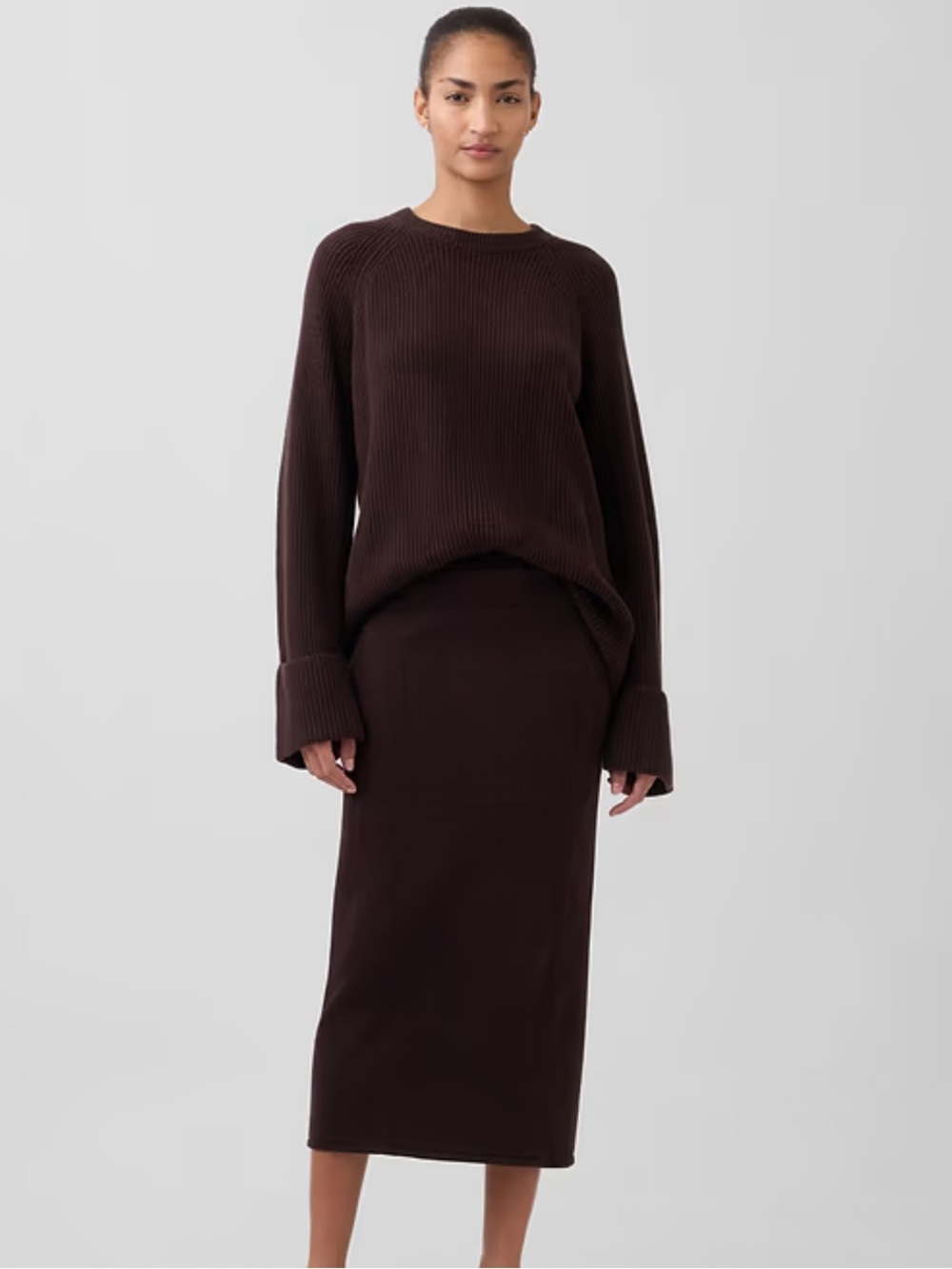 GAP Brown CashSoft Midi Stretch Skirt